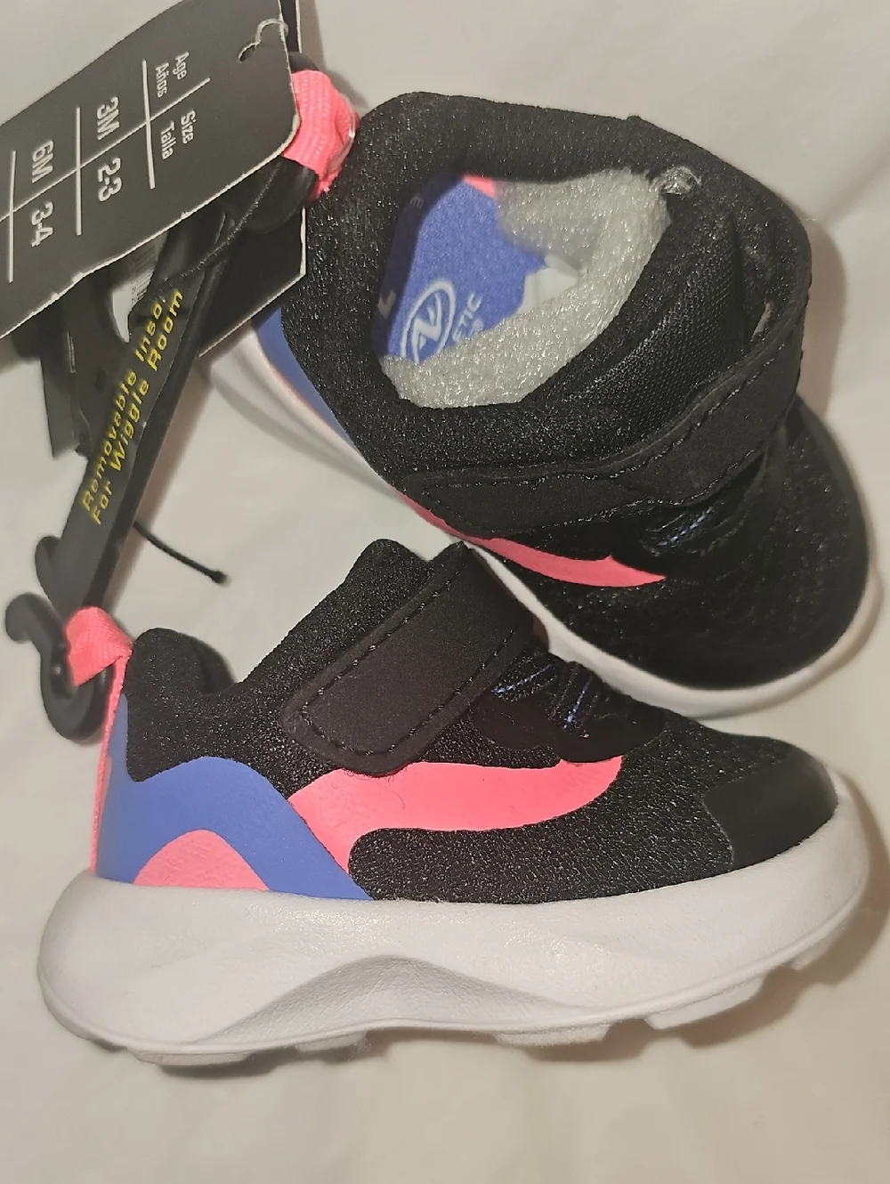Athletic Works Baby Girls Mesh Jogger Sneakers Size 2 Black New